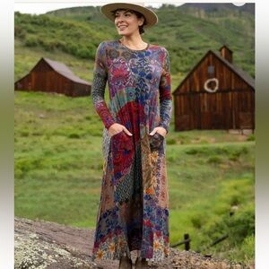 Natural Life Stevie Buttersoft Patchwork Maxi Dress Sz L Boho Hippie Cottagecore